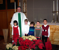 Celebrating the "All the Languages of the Faith" Milestone with kindergarten students, Feb. 2006