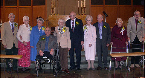 Anniversary Milestone Celebration:  Pictured left to right: Fred & Shirley Dieffenbach, Elda & Ralph Zeigler, Ruth & Glenn Lunger, Reba & Gene Jacobs, Eleanor & Kester Sobers. Not pictured: Ruth & Chuck Homan, Lillian & Randy Miller.