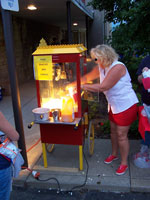 Jackie Kinney making popcorn