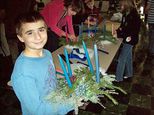 Morgan with his Advent Wreath