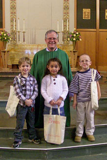 Pastor Elkin with Owen Gair, Breanna Chicas & Conner Gaul