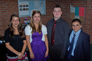 Morgan Comini, Ezra Buckman and Anna & Laura Zeigler waiting to be confirmed