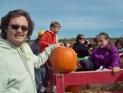 Devin with his pumpkin