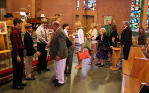 Confirmands greeting the congregation