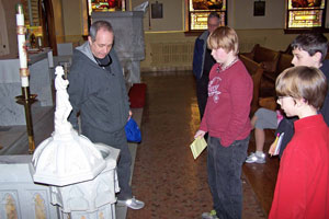 The marble baptismal font, St. Michael