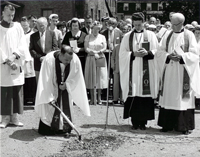 Rev. Haskarl breaking ground for the new church, 1958